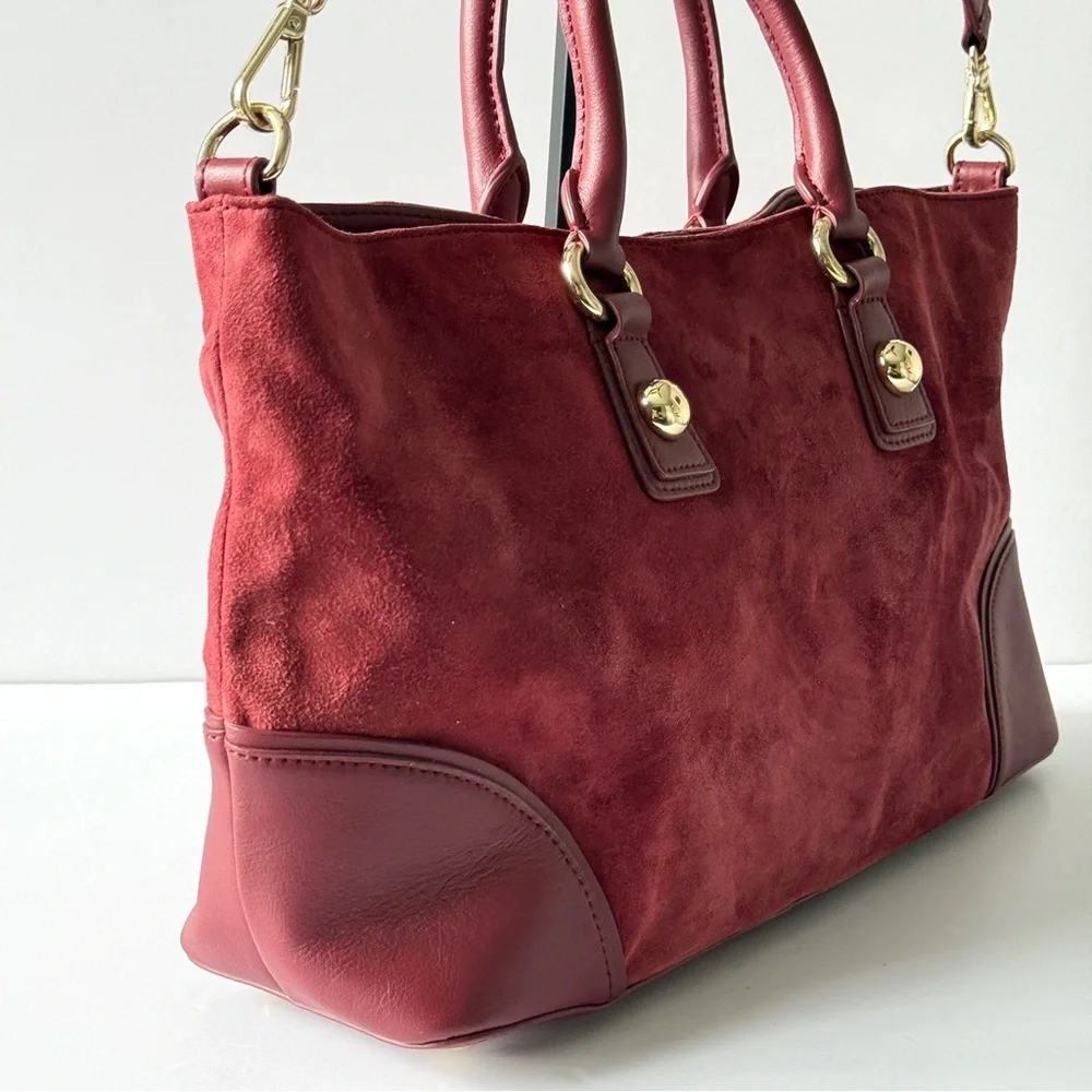 Talbots Burgundy Suede Handbag Purse